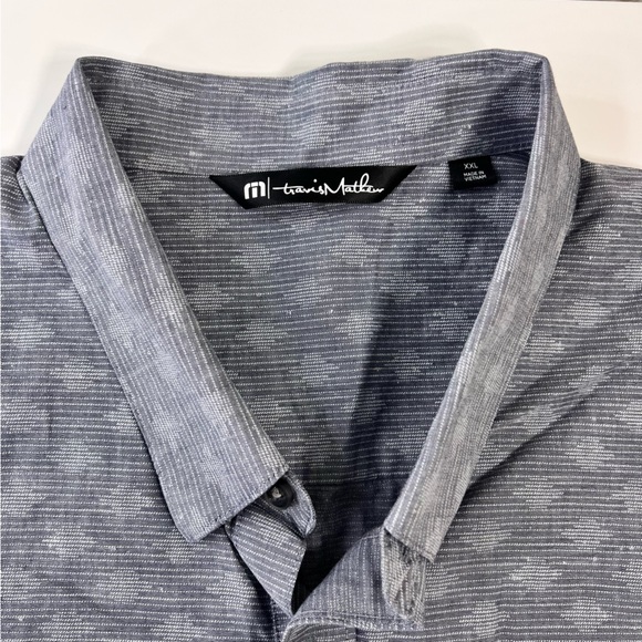 Travis Mathew Grey Patterned Button down Short Sleeve Men’s Size XXL - Picture 2 of 6